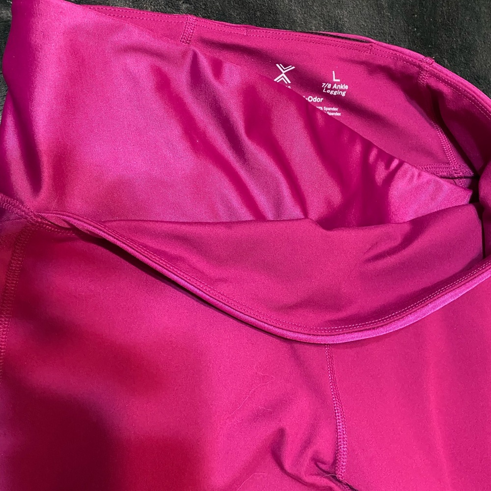 Xersion Quick dry Compression Fuchsia 7/8 Leggings size L pockets - Picture 6 of 6